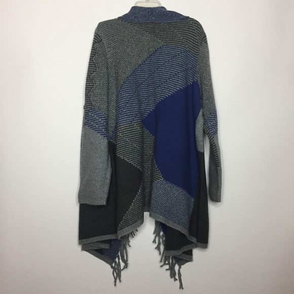 Rafaella Colorblock Fringe Open Front Cardigan 3X - Picture 2 of 8